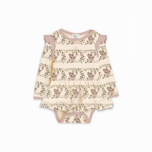 Onesie flutter dress in vintage teddies