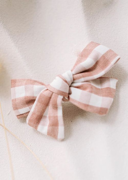 Pink Gingham bow clip