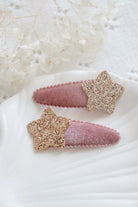 Pink Velvet star clips set of 2