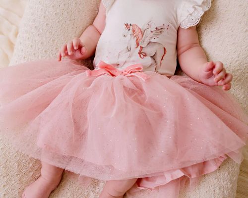 Bodysuit magical unicorn and sparkly pink tulle skirt