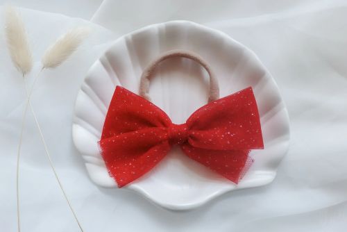 Sparkly red bow headband or clip