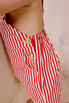 Striped overalls candycane red