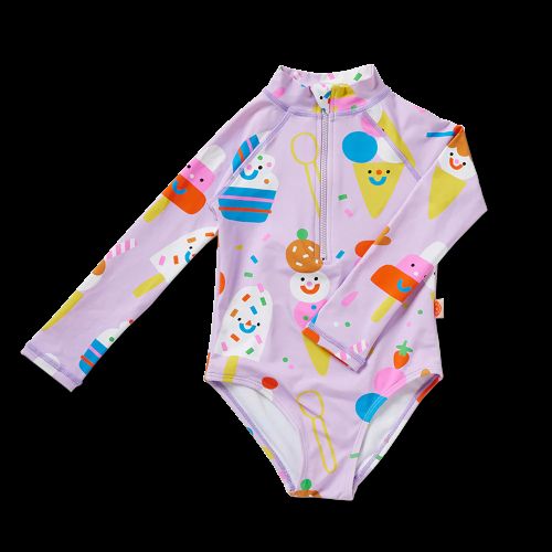 Sundae fun day long sleeve zip bather